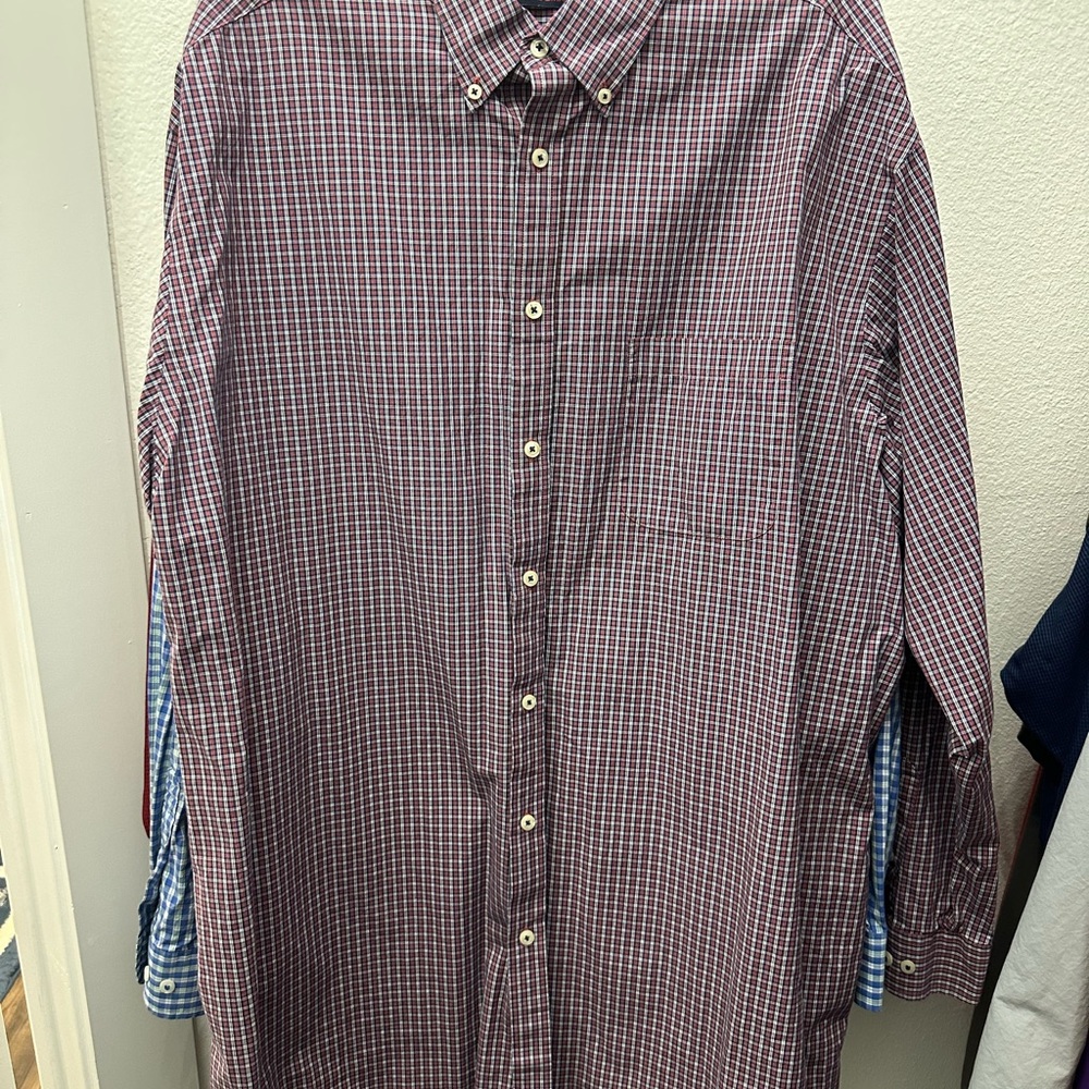 Roundtree & Yorke Red and Blue Checkered Casual Shirt